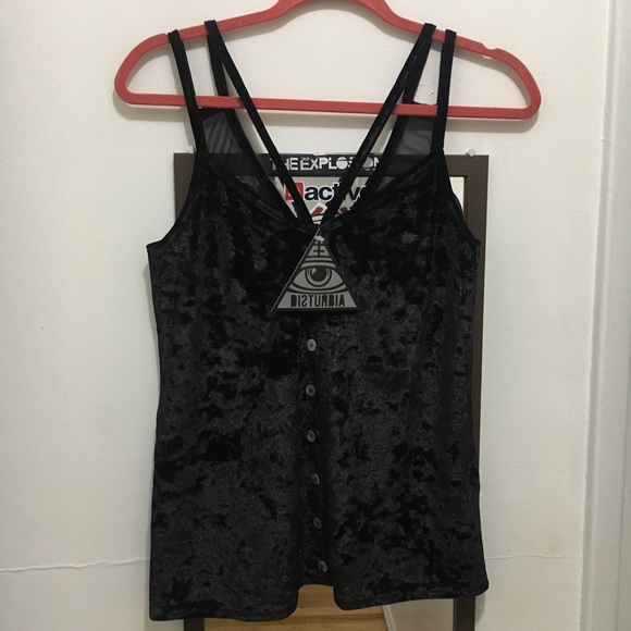 Disturbia Velour Velvet Double Strap Mesh Cami - Picture 6 of 7